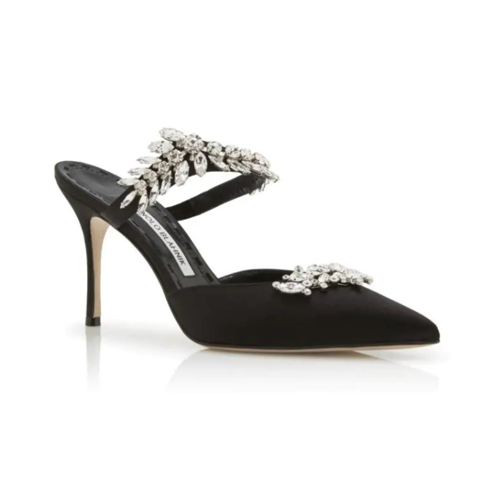 “SOLD” NEW Manolo Blahnik Lurum black w/ Crystals pump